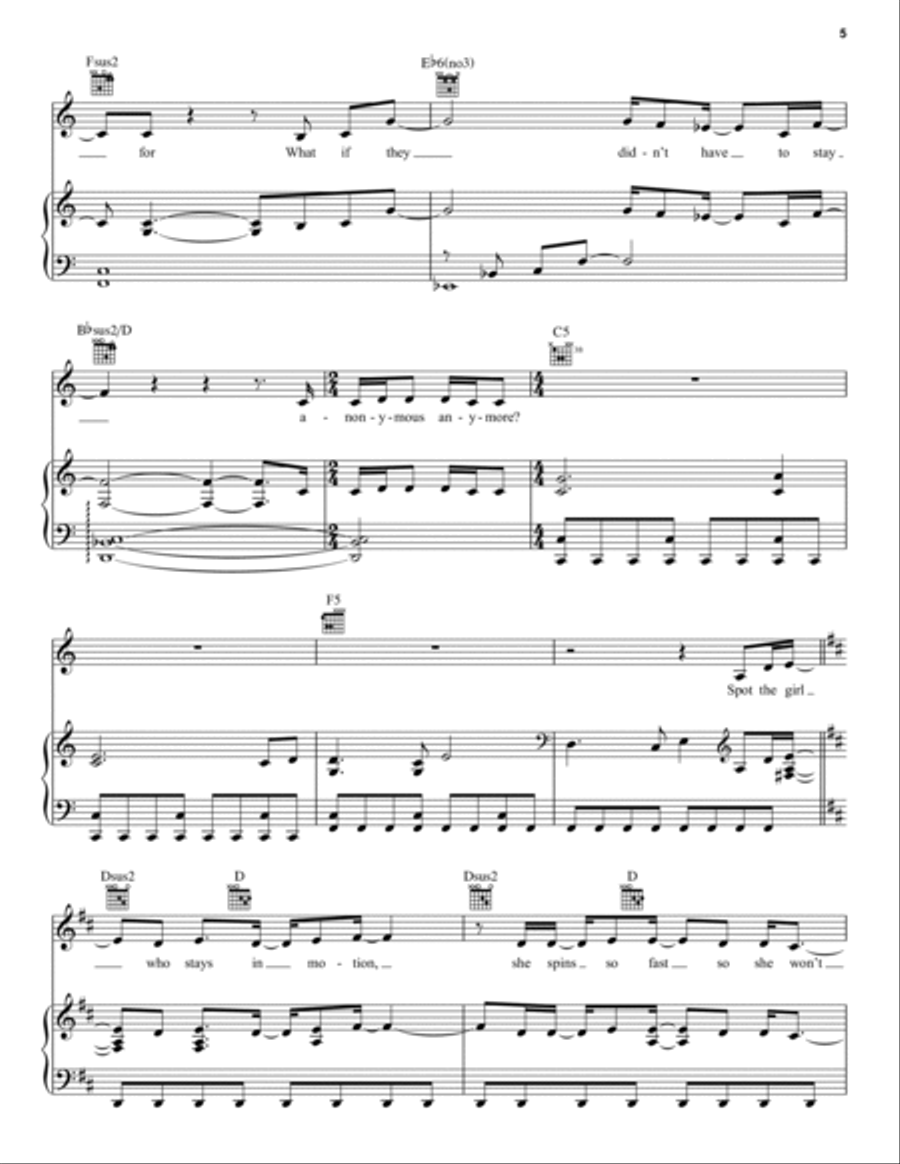 The Anonymous Ones (from Dear Evan Hansen) Piano, Vocal, Guitar scores gallery preview page 5