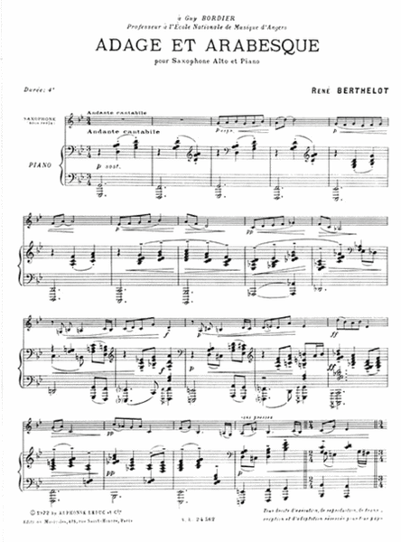 Adage And Arabesque (alto Saxophone And Piano)