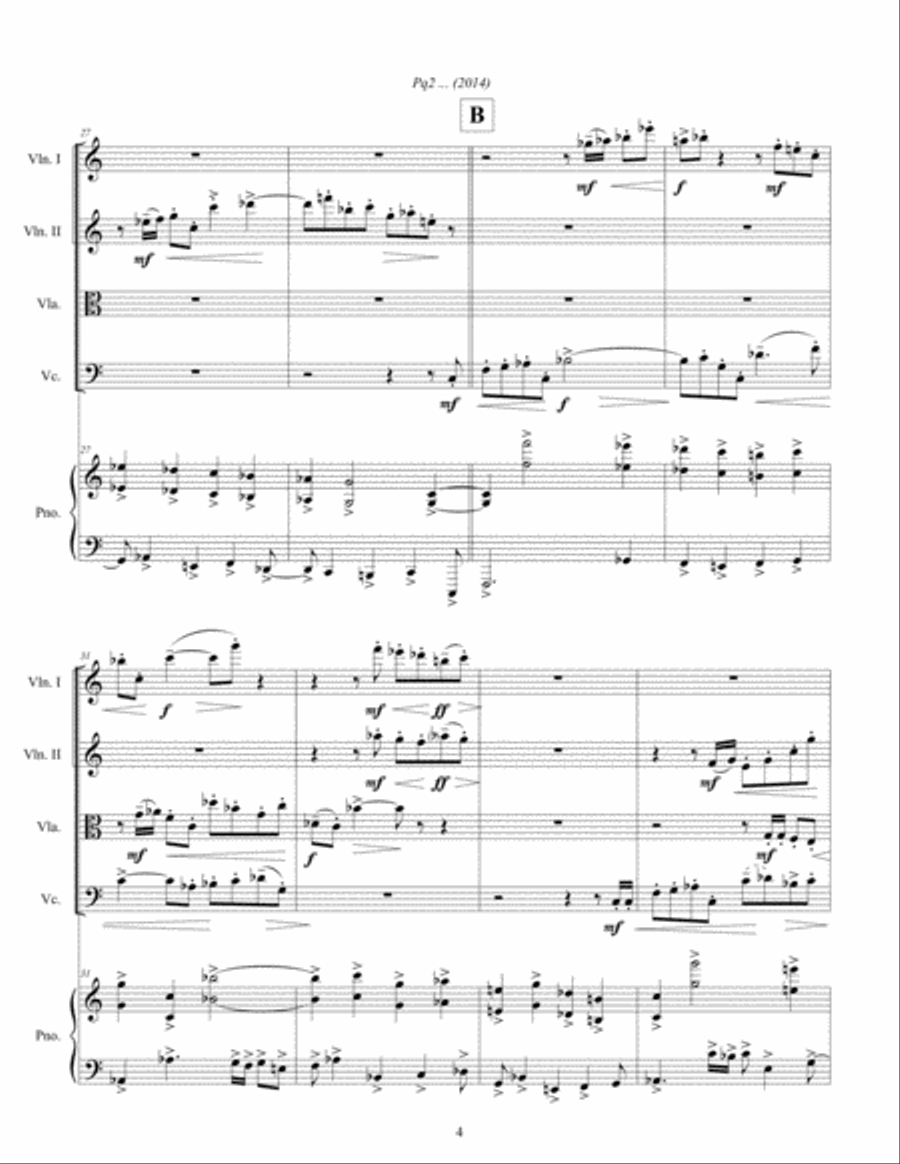 Pq2 ... (2014) for piano and string quartet Piano Quintet scores gallery preview page 6
