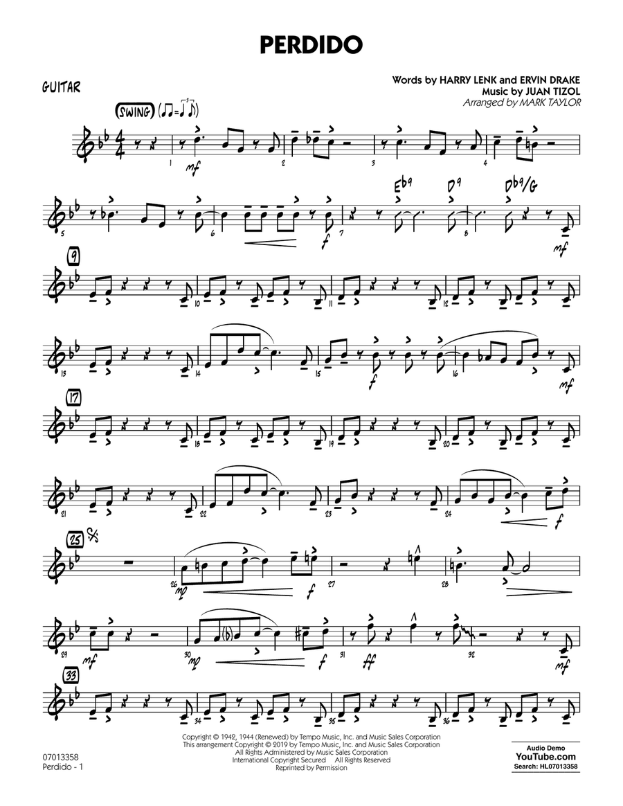 Perdido (arr. Mark Taylor) - Guitar Jazz Ensemble scores gallery preview page 1
