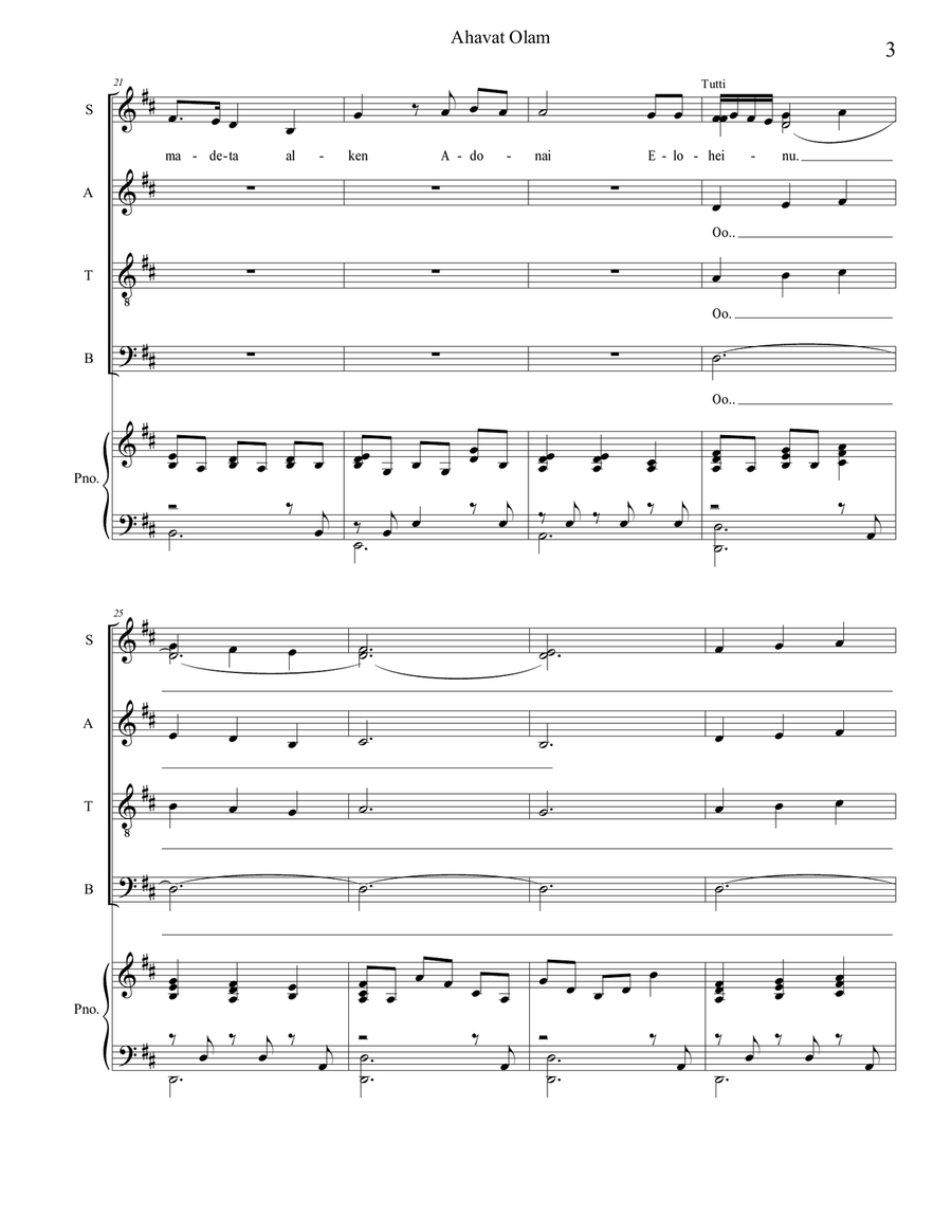 Ahavat Olam 4-Part scores gallery preview page 3