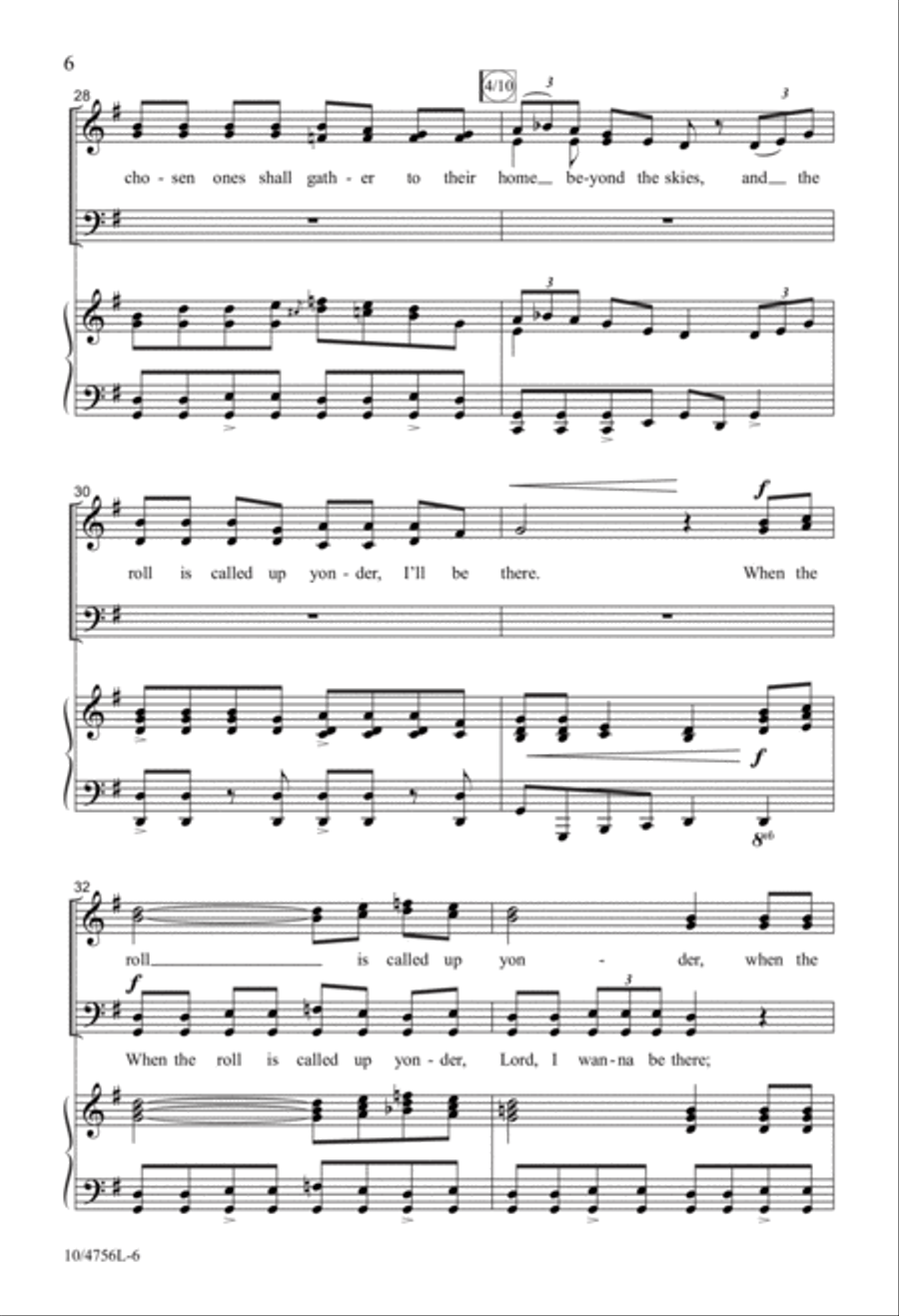 When the Roll Is Called Up Yonder 4-Part scores gallery preview page 6