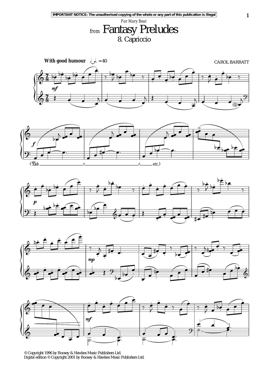 Fantasy Preludes, 8. Capriccio Piano Solo scores gallery preview page 1