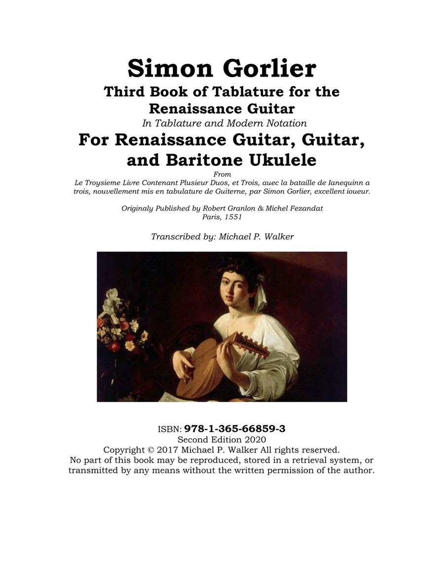 Simon Gorlier: Third Book of Tablature In Tablature and Modern Notation For Renaissance Guitar, Guit Classical Guitar scores gallery preview page 1