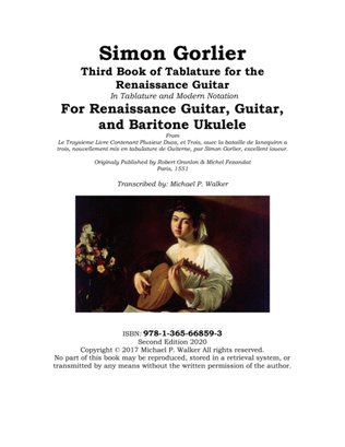 Book cover for Simon Gorlier: Third Book of Tablature In Tablature and Modern Notation For Renaissance Guitar, Guit