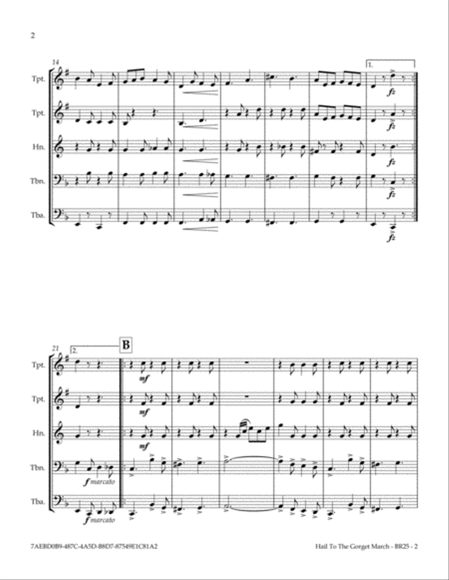 Hail To The Gorget March Brass Ensemble scores gallery preview page 2