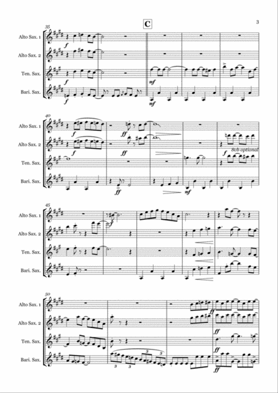 Seaside Rendezvous Saxophone Quartet scores gallery preview page 3
