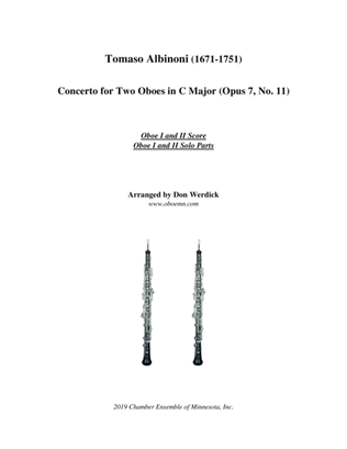 Book cover for Concerto for Two Oboes in C Major, Op. 7 No. 11