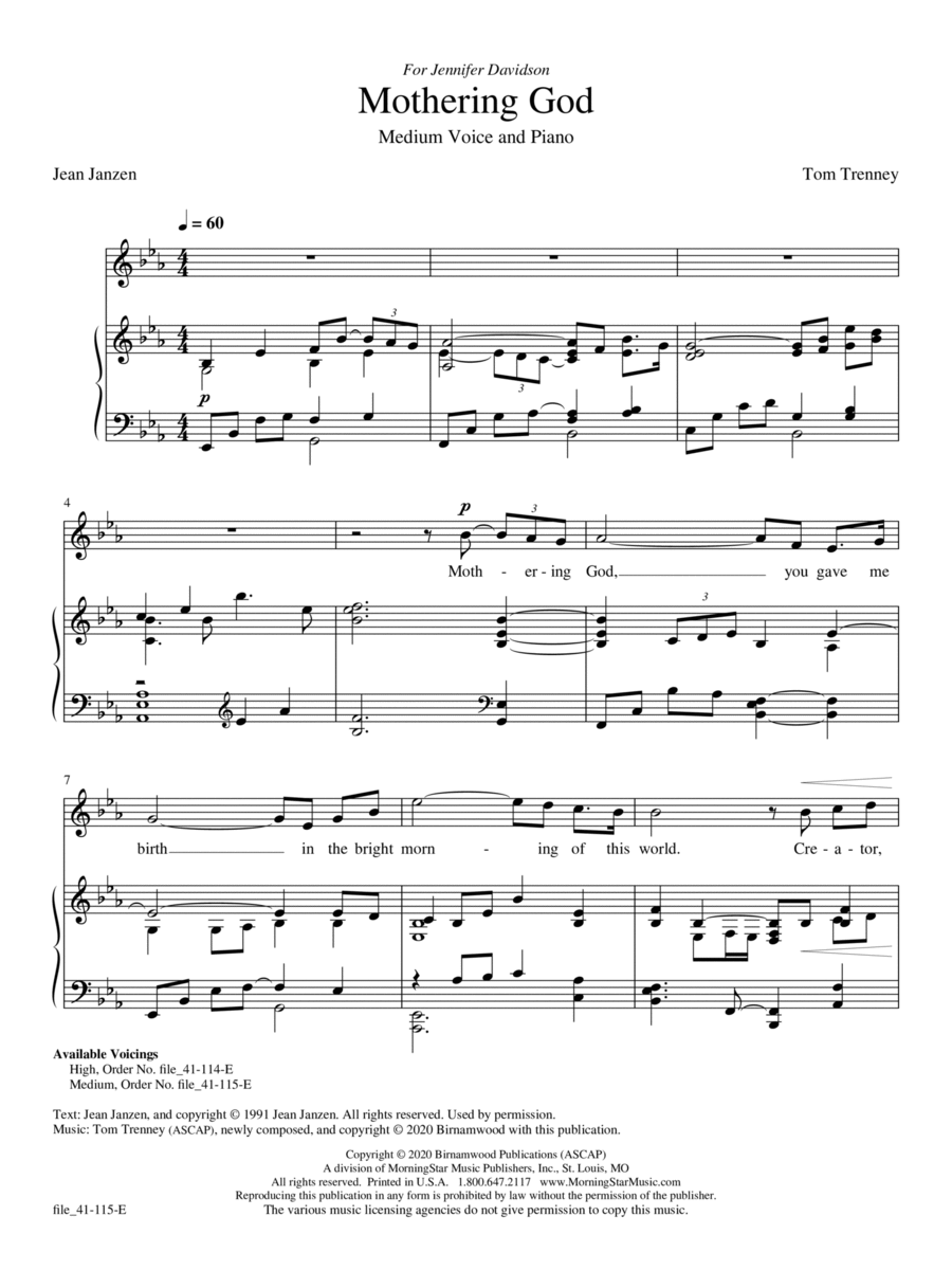 Mothering God Medium Voice scores gallery preview page 1
