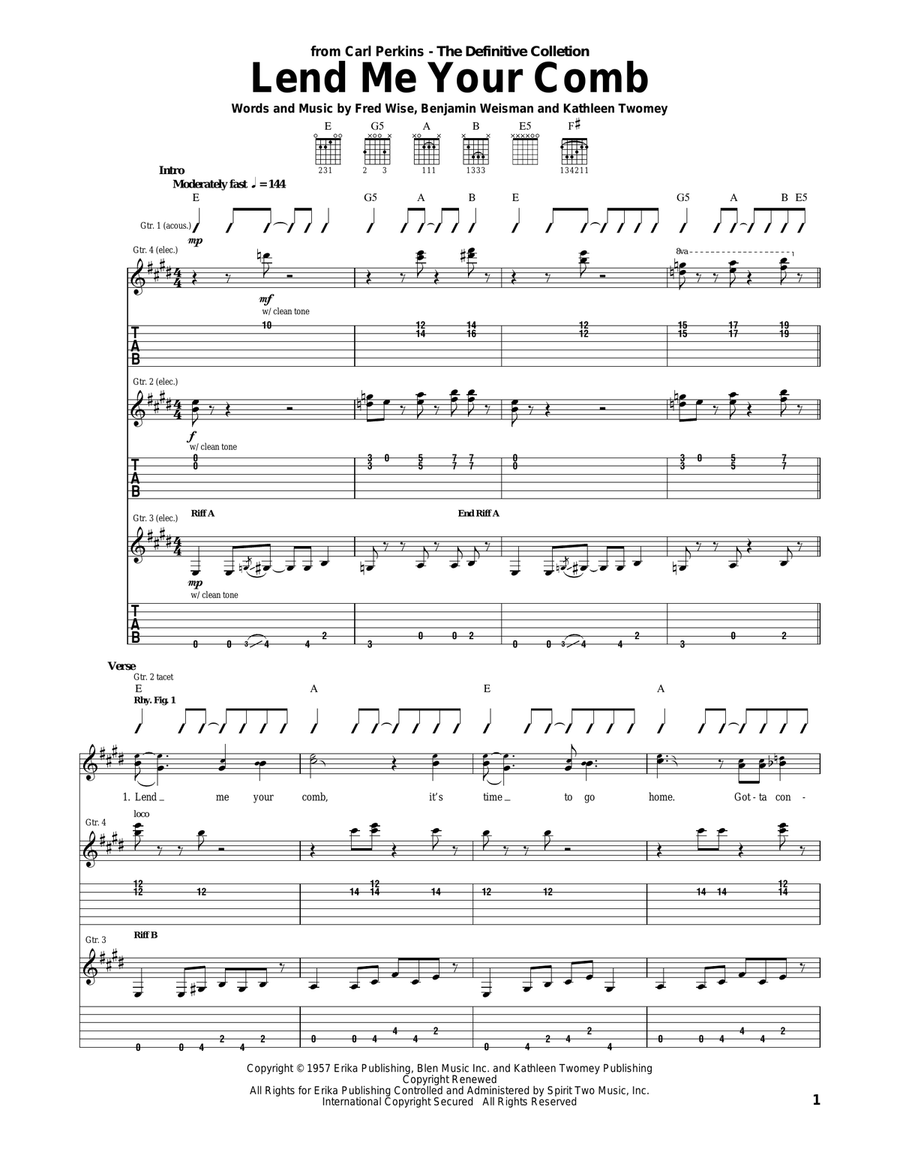 Lend Me Your Comb Lend Me Your Comb Acoustic Guitar scores gallery preview page 1