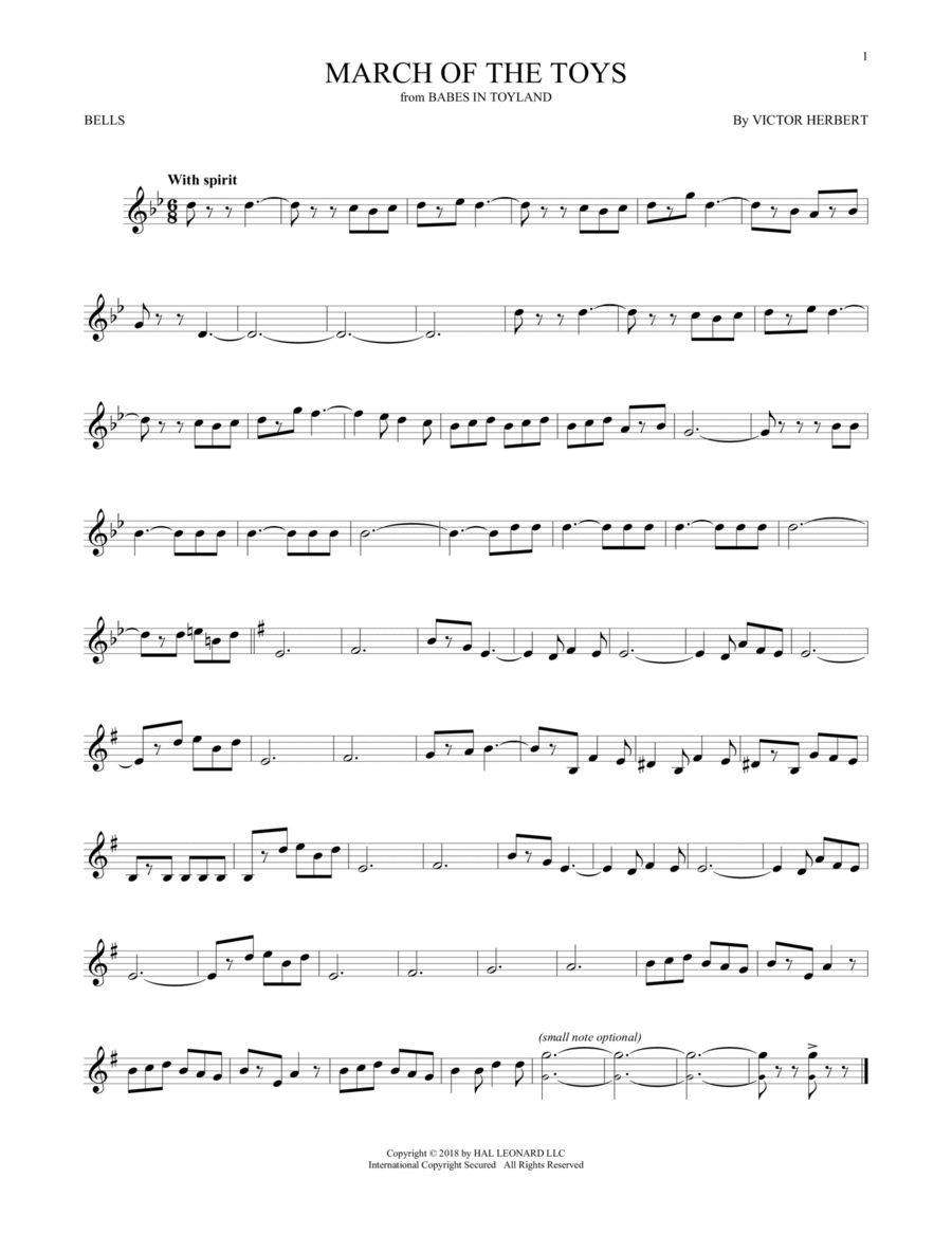 March Of The Toys Glockenspiel scores gallery preview page 1