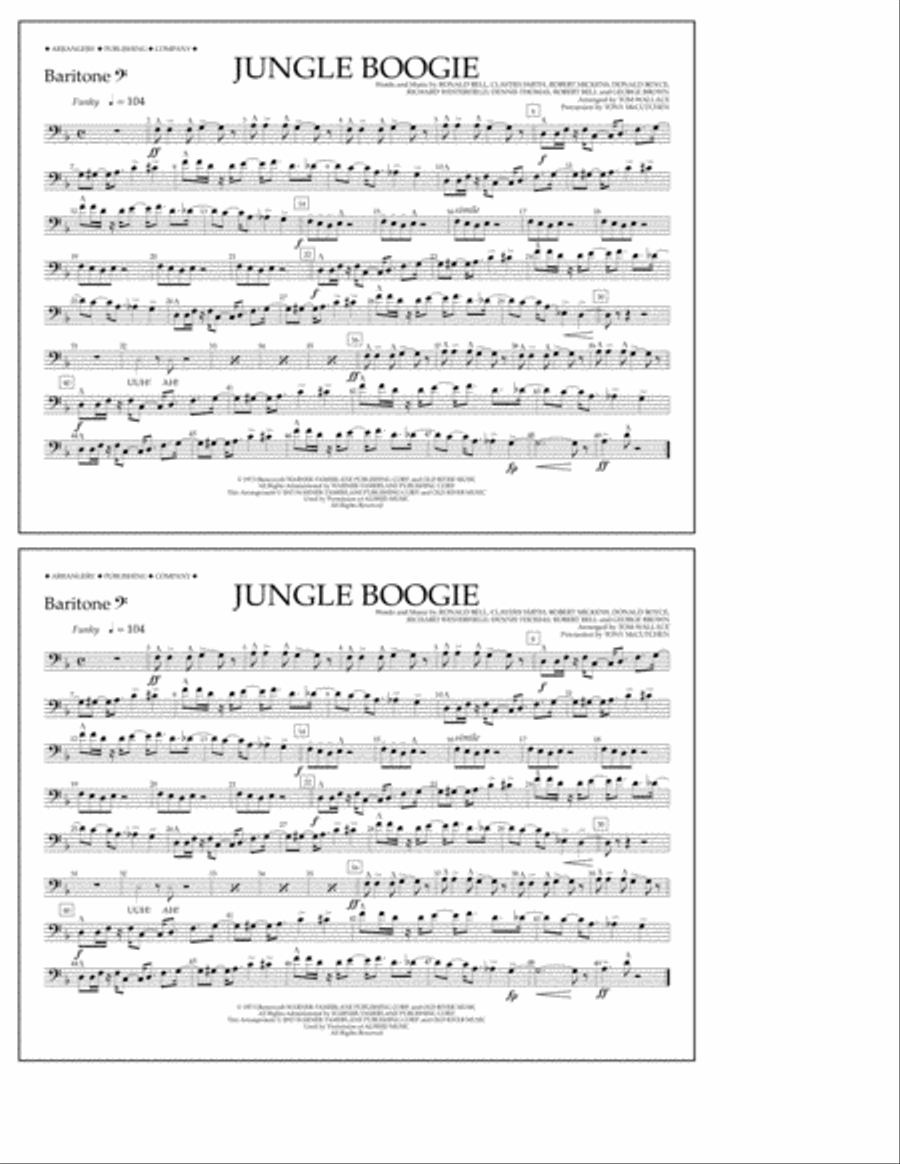 Jungle Boogie - Baritone B.C. Marching Band scores gallery preview page 1