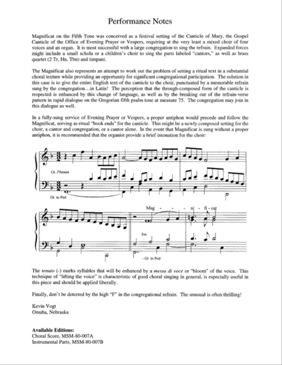 Magnificat on the Fifth Tone Choir scores gallery preview page 1