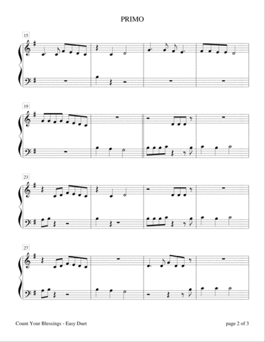 Count Your Blessings (Easy Piano Duet, 1 Piano, 4 Hands) Easy Piano scores gallery preview page 3