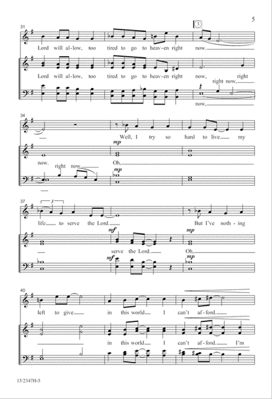 Too Tired to Go to Heaven 4-Part scores gallery preview page 6