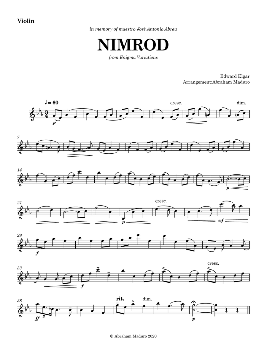 Nimrod from Enigma Variations Violin Cello Duet String Duet scores gallery preview page 4