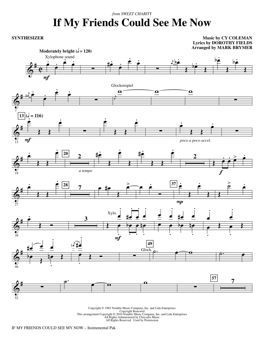 If My Friends Could See Me Now (from Sweet Charity) - Synthesizer Choir scores gallery preview page 1