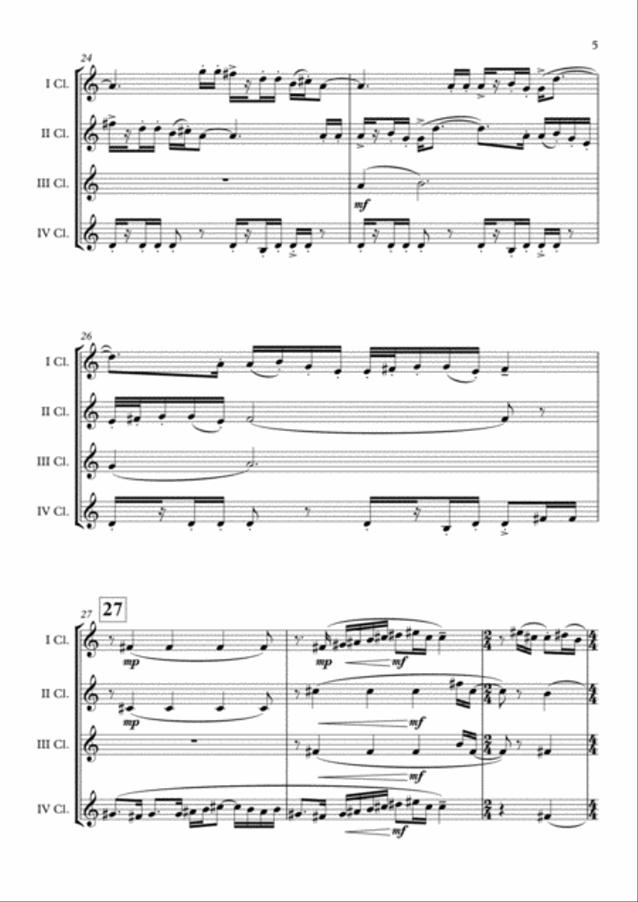 Bugler's Dream (Olympic Fanfare) Clarinet Quartet scores gallery preview page 6
