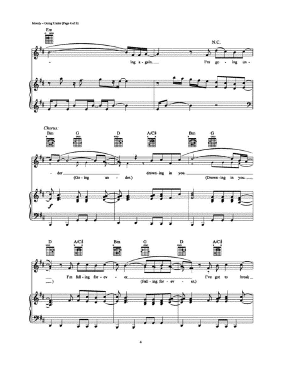 Going Under Piano, Vocal, Guitar scores gallery preview page 4