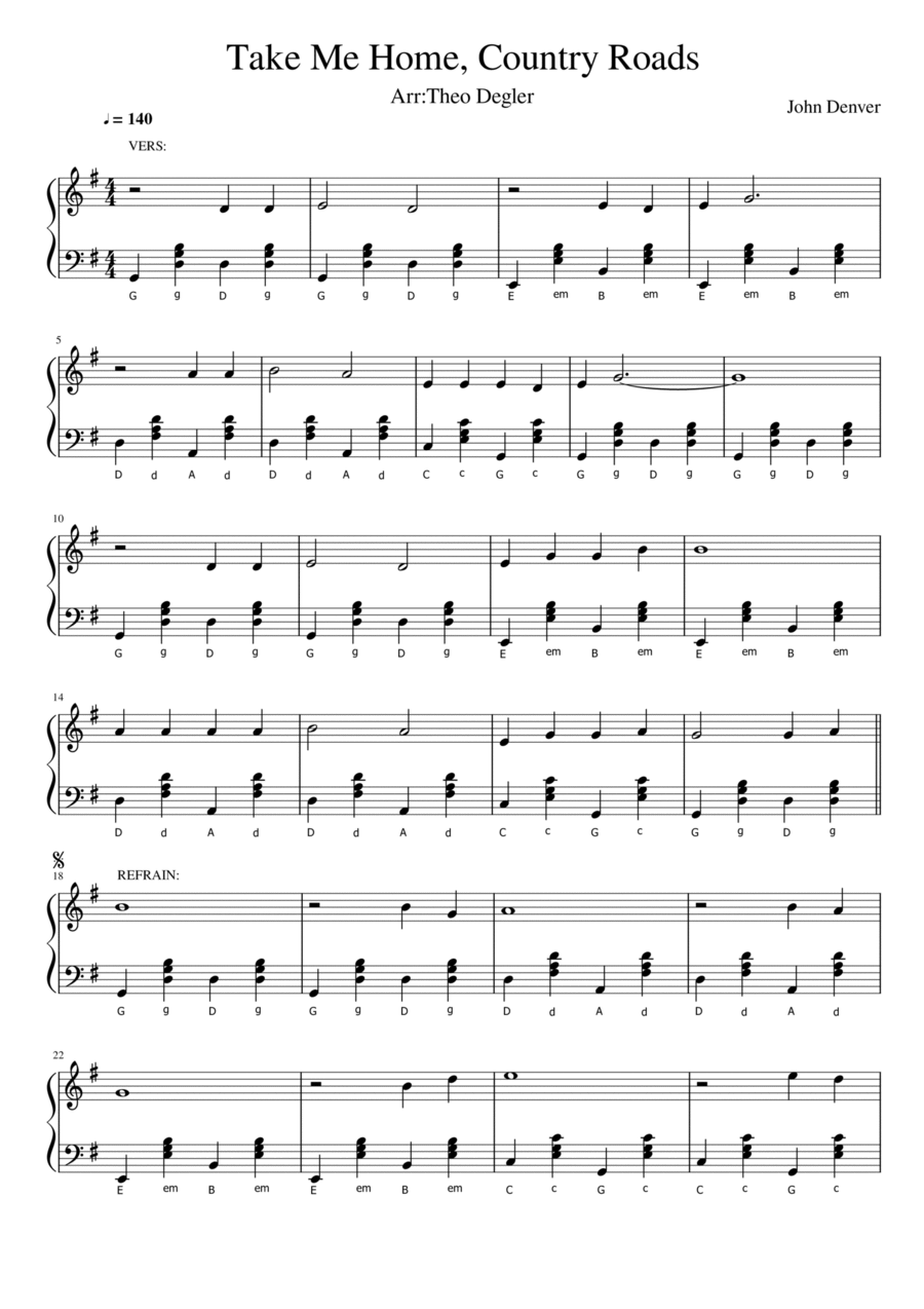 Take Me Home, Country Roads Accordion scores gallery preview page 1