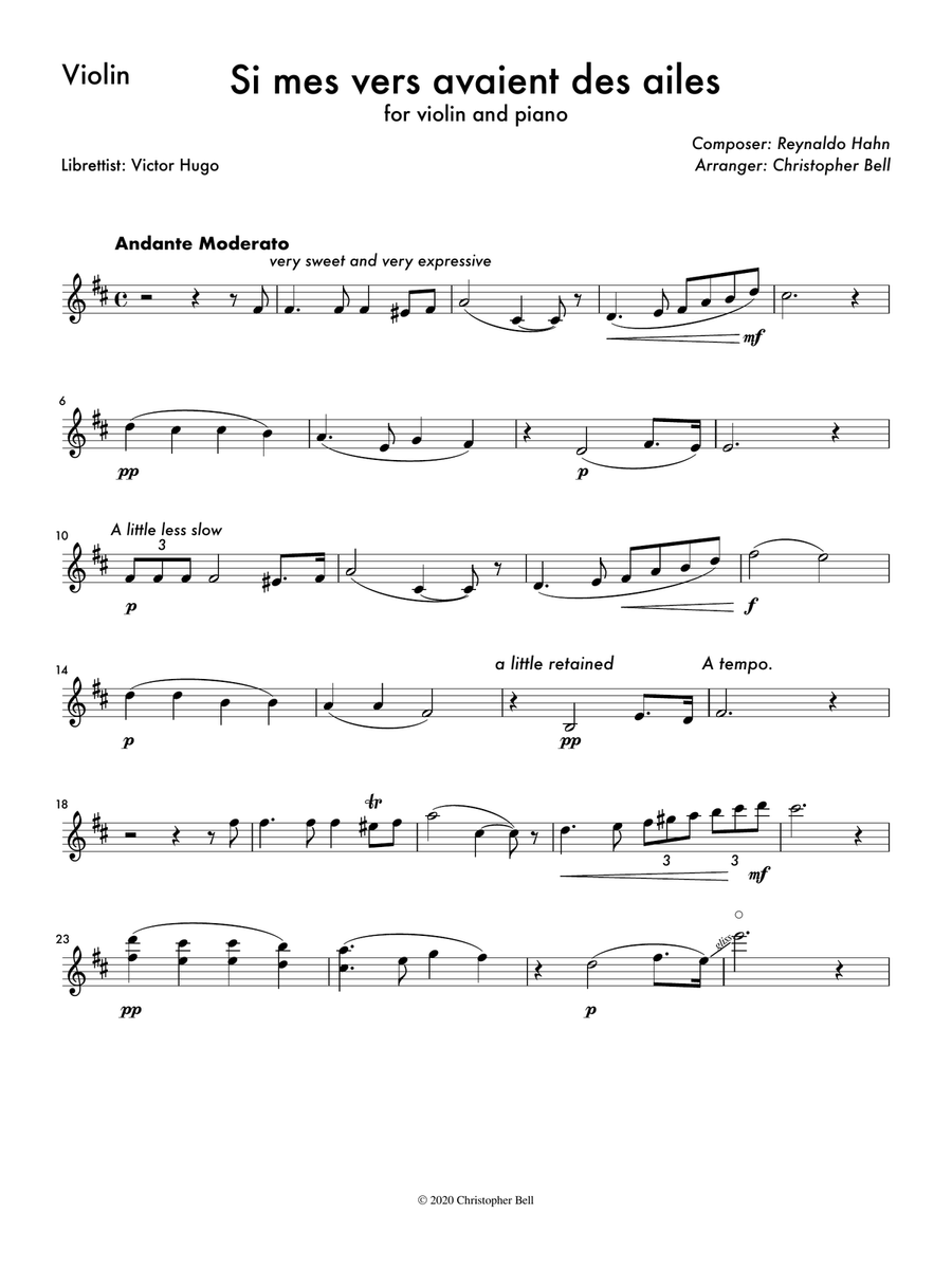 Si mes vers avaient des ailes Violin Solo scores gallery preview page 5