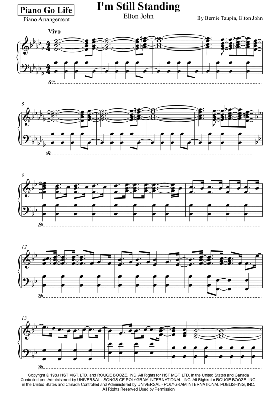 I'm Still Standing Piano Solo scores gallery preview page 1