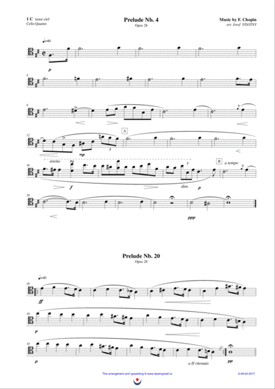 Preludes (Nb. 4 and Nb. 20) - Chopin String Quartet scores gallery preview page 3