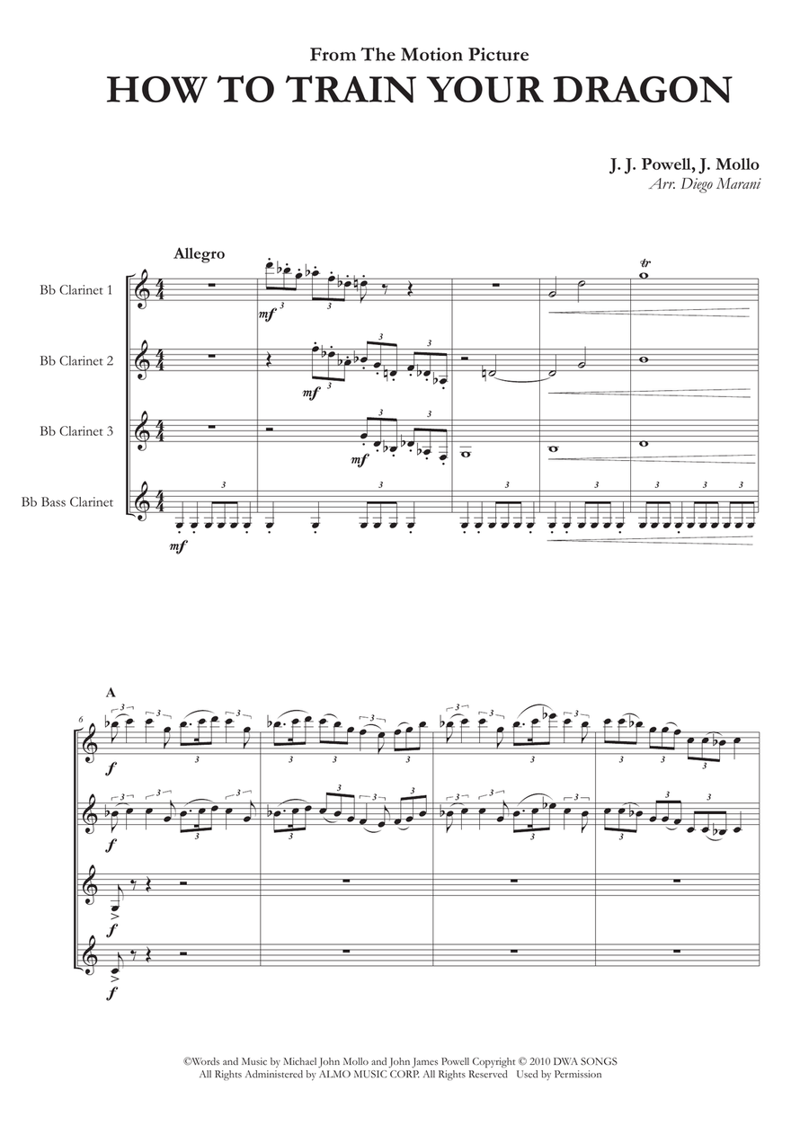 How To Train Your Dragon Woodwind Quartet scores gallery preview page 1