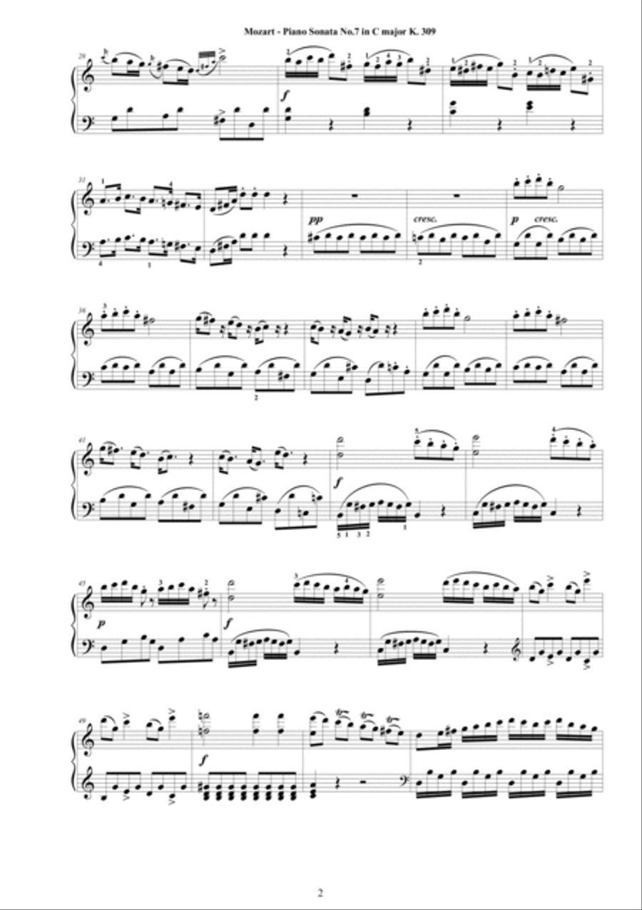 Mozart - Piano Sonata No.7 in C major K 309 - Complete score Piano Solo scores gallery preview page 2