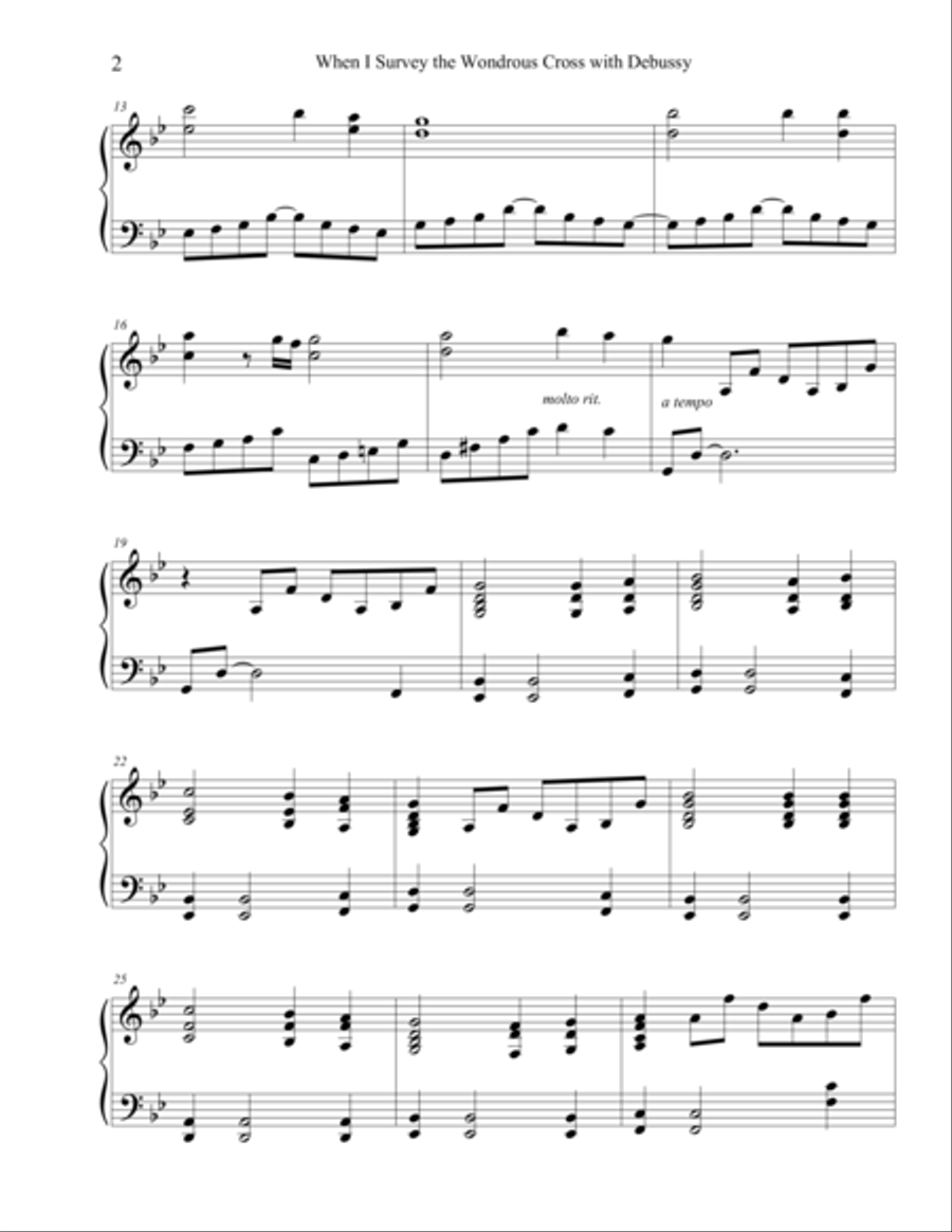 When I Survey the Wondrous Cross with Debussy Piano Solo scores gallery preview page 2