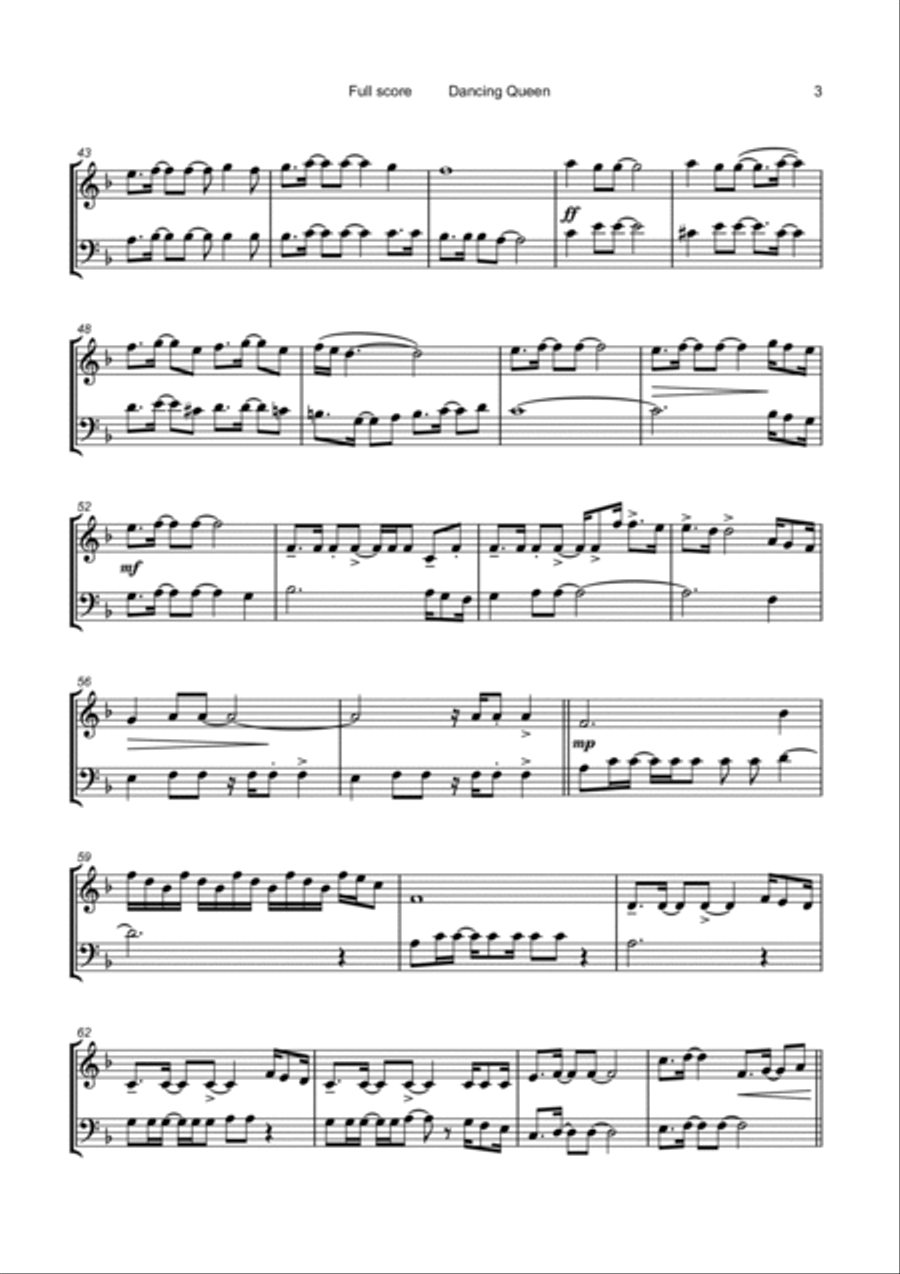 Dancing Queen String Duet scores gallery preview page 4