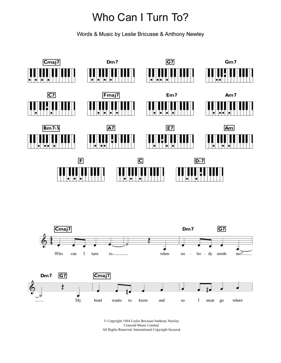 Who Can I Turn To? Piano Solo scores gallery preview page 1