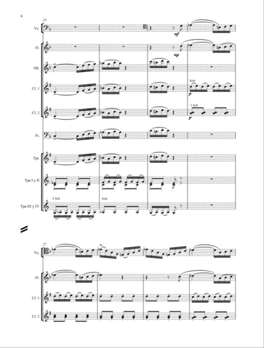 Three Pieces for Violoncello and Winds (Score) Concert Band scores gallery preview page 6