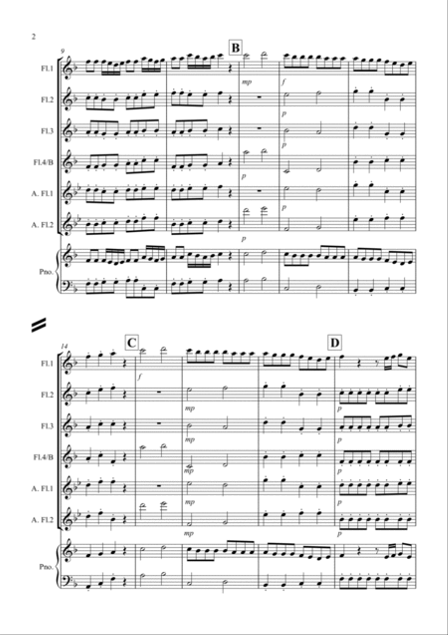 Eine Kleine Nachtmusik (1st movement) for Flute Quartet Flute Quartet scores gallery preview page 2