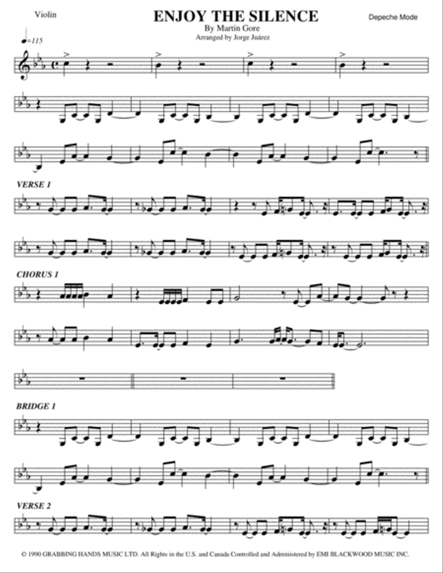 Enjoy The Silence Violin Solo scores gallery preview page 1