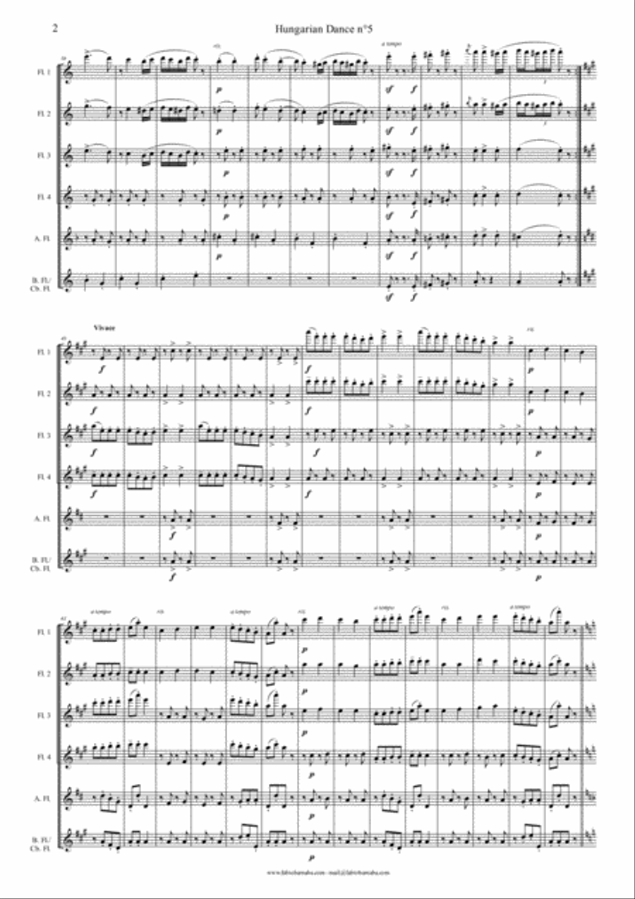 Hungarian Dance n°5 - for Flute Choir Flute Choir scores gallery preview page 3
