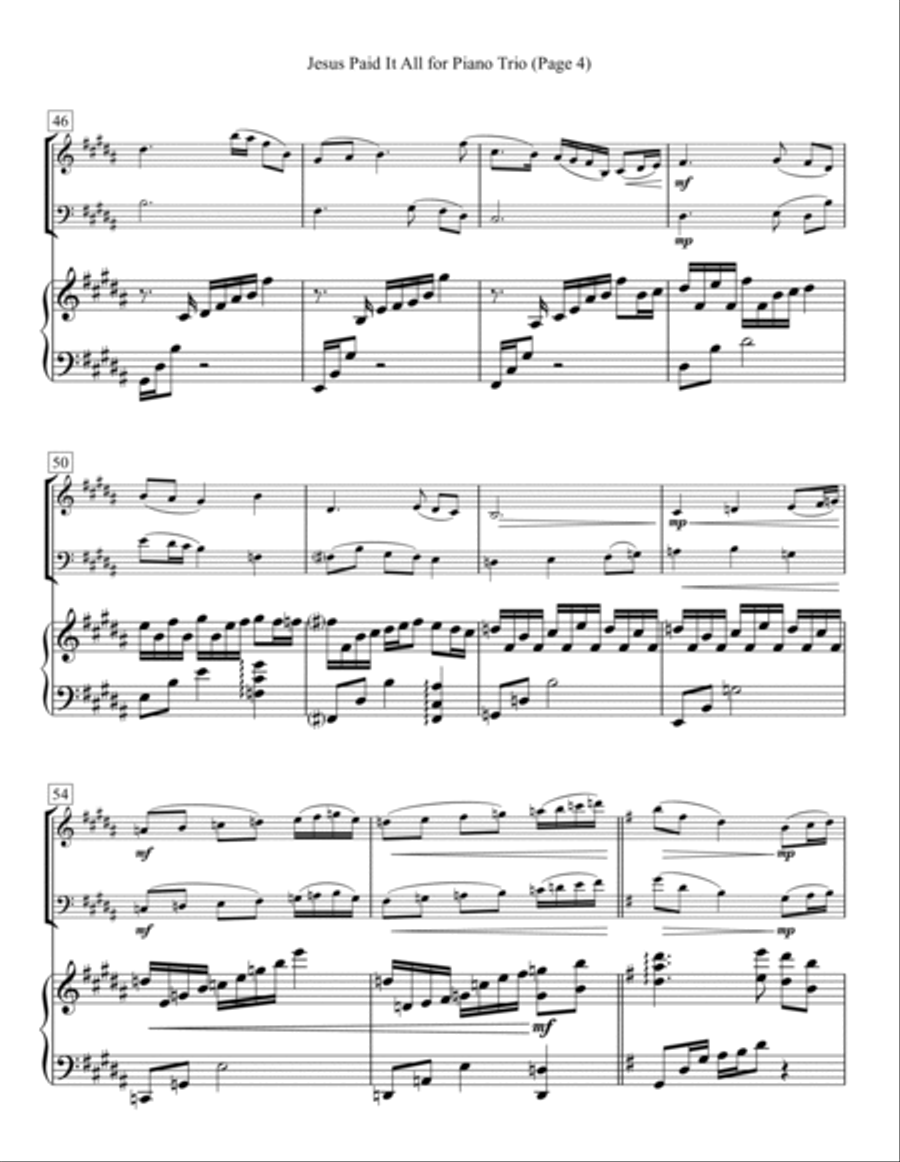 Jesus Paid It All for Piano Trio Piano Trio scores gallery preview page 4