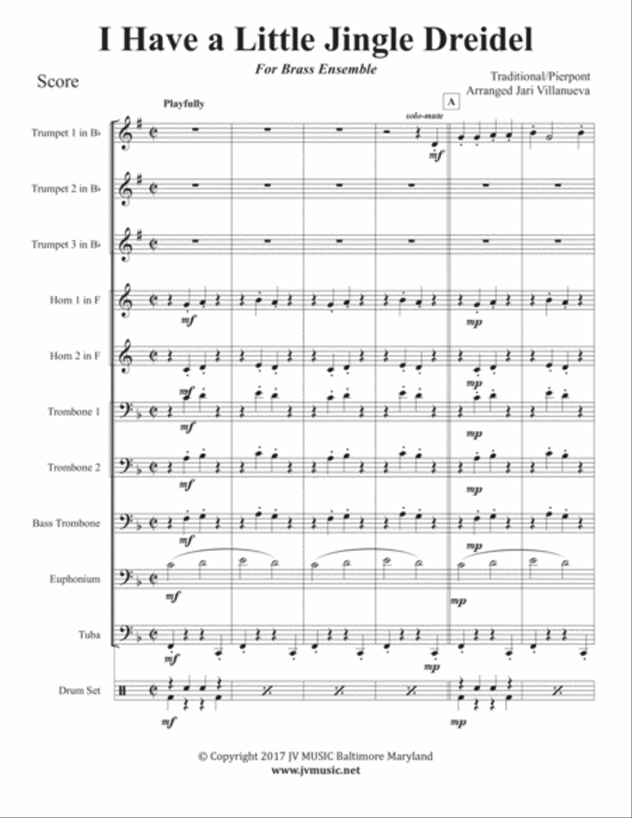 I have a Little Jingle Dreidel-Brass Ensemble Small Ensemble scores gallery preview page 3
