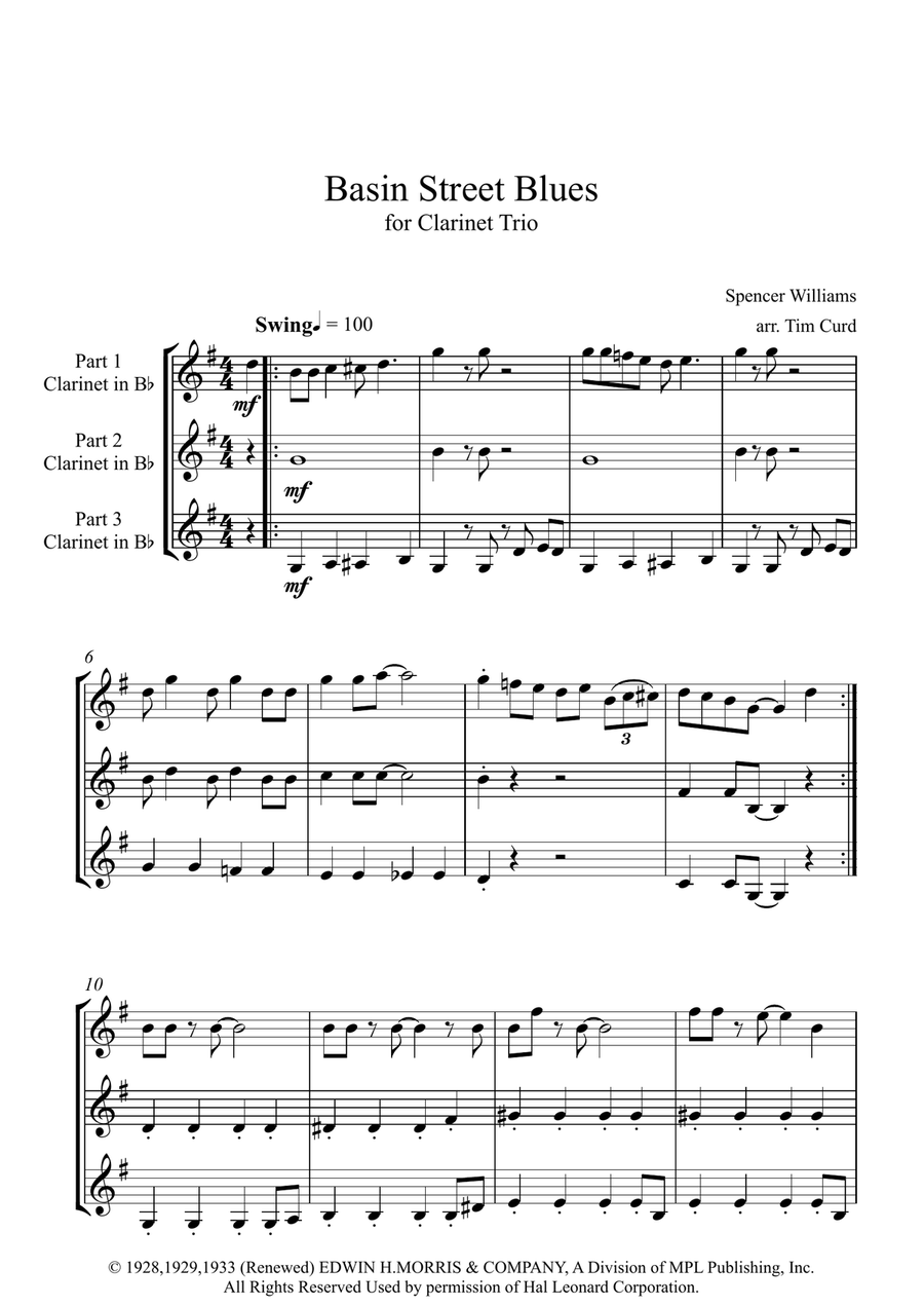 Basin Street Blues Woodwind Trio scores gallery preview page 2