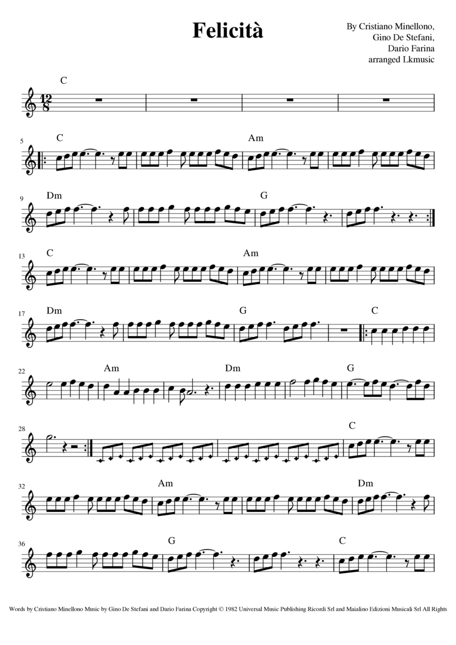 Felicità Flute Solo scores gallery preview page 1