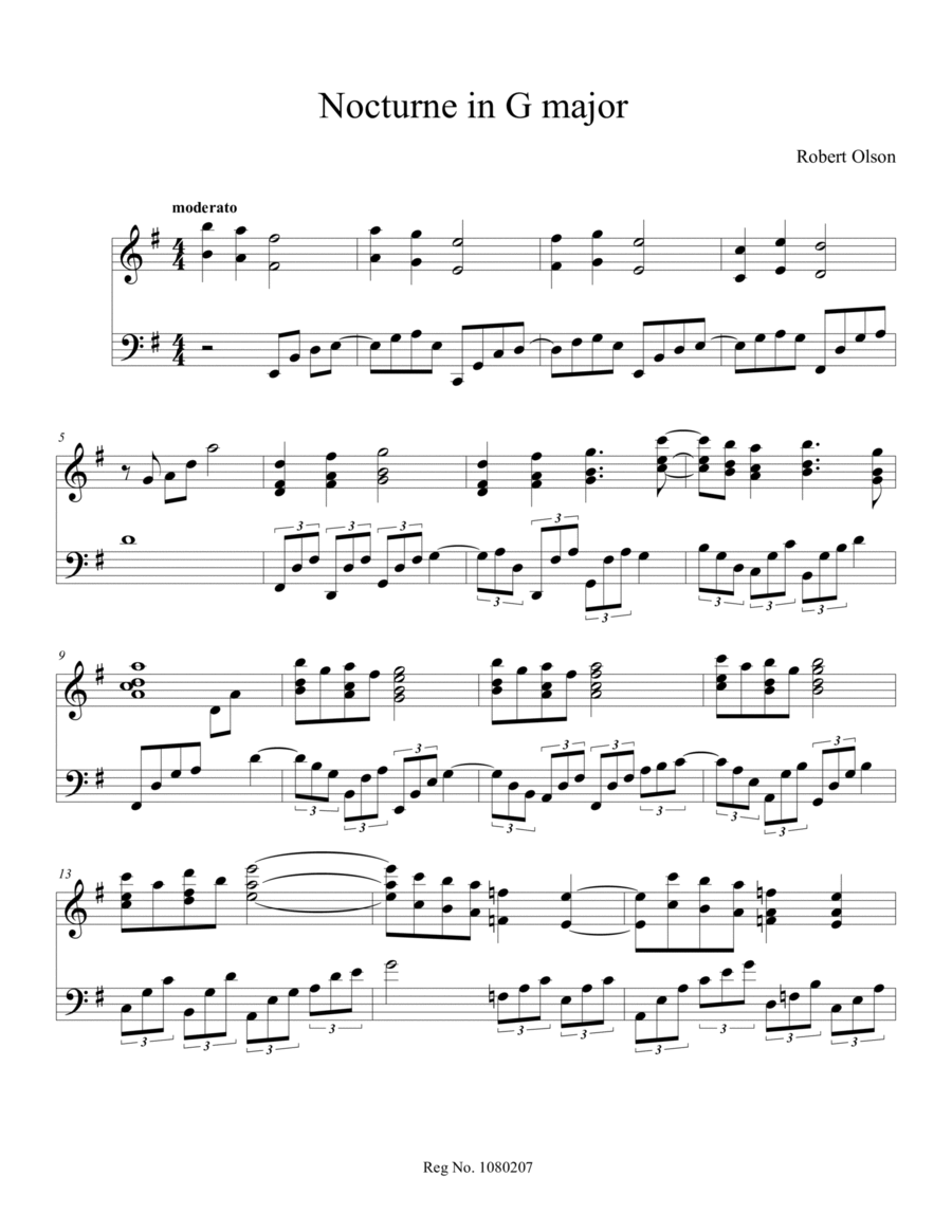 Nocturne in G Major Piano Solo scores gallery preview page 1