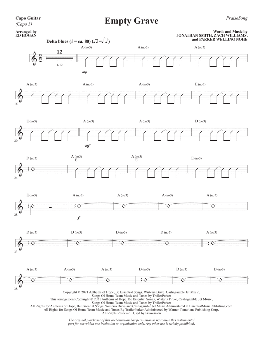 Empty Grave (arr. Ed Hogan) - Capo Guitar Choir scores gallery preview page 1
