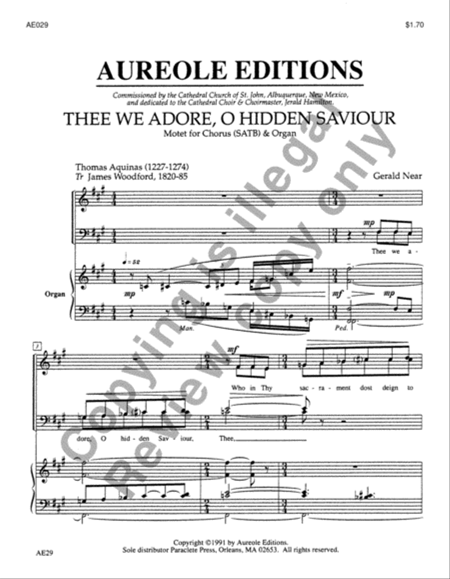 Thee We Adore, O Hidden Saviour 4-Part scores gallery preview page 2