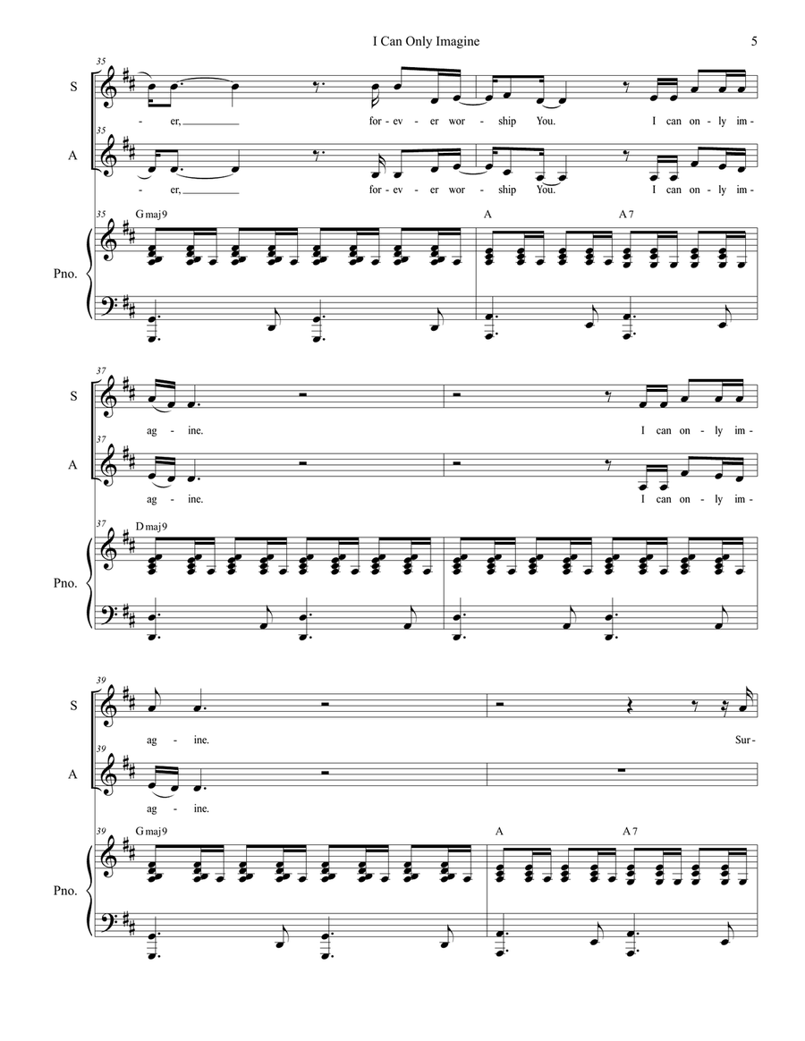 I Can Only Imagine Alto Voice scores gallery preview page 5