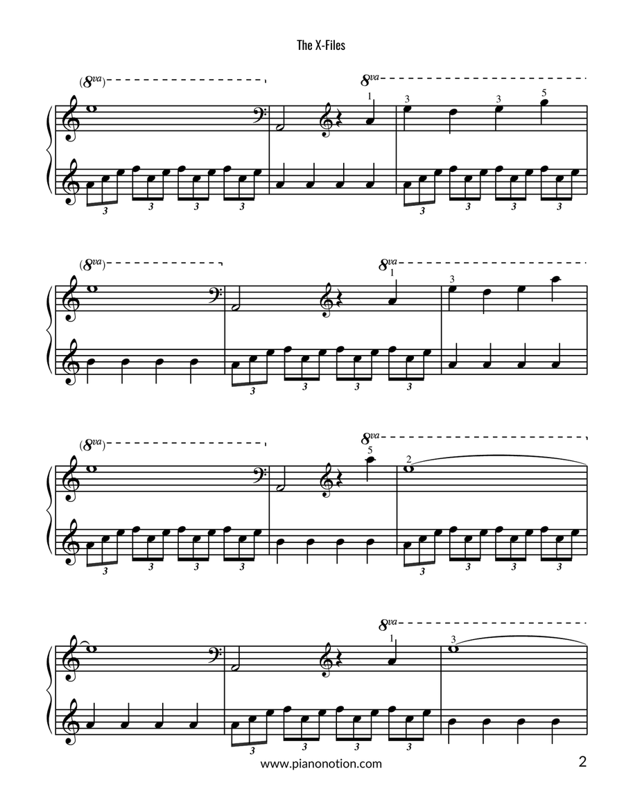 Theme From The X-Files Easy Piano scores gallery preview page 2