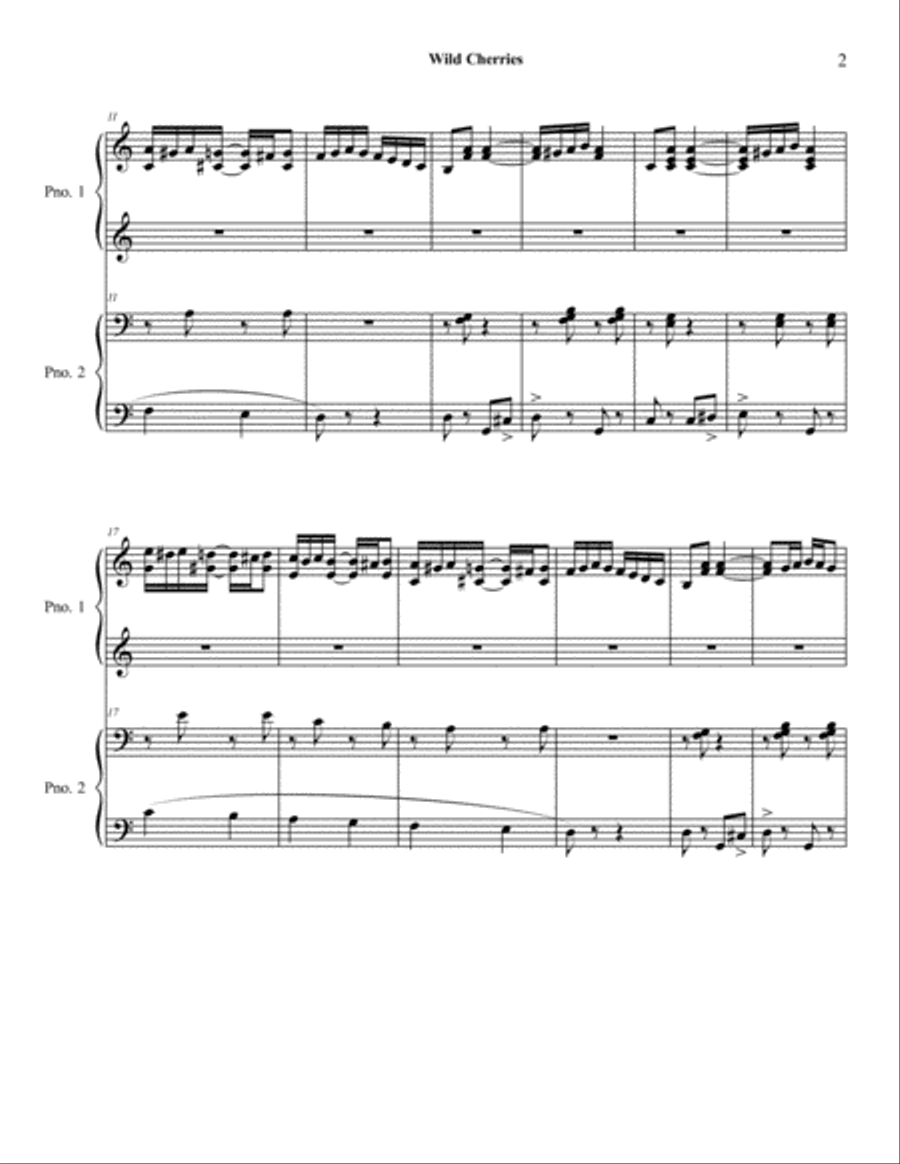 Wild Cherries Piano Duet Piano Duet scores gallery preview page 2