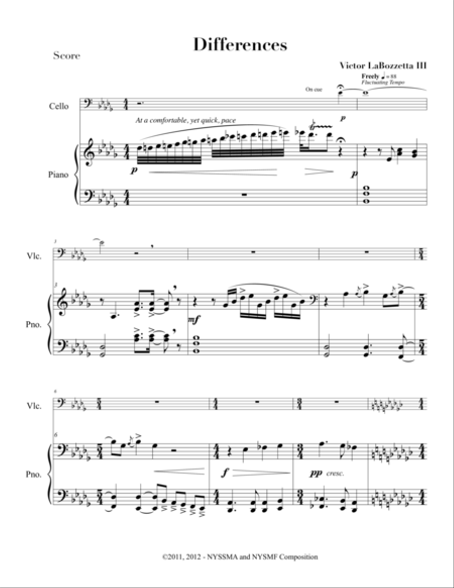 Differences Cello Solo scores gallery preview page 1
