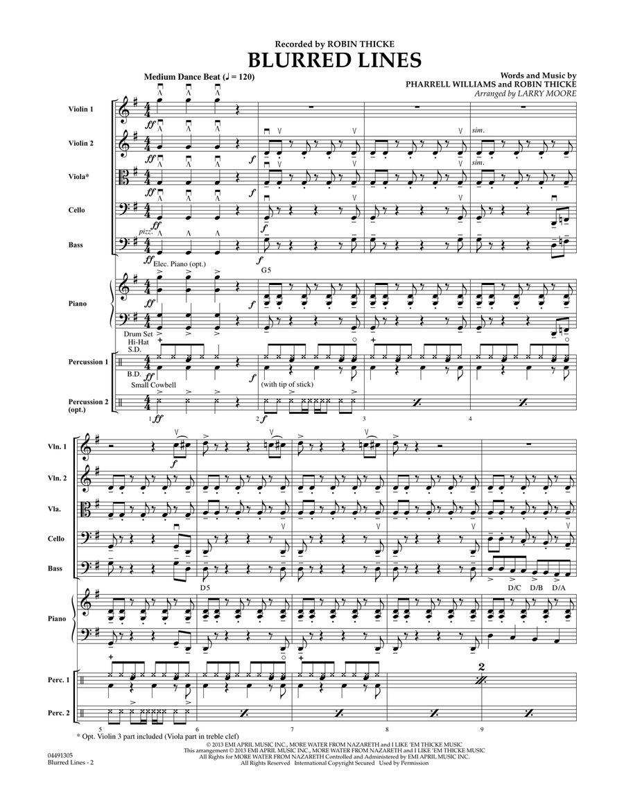 Blurred Lines - Conductor Score (Full Score) Orchestra scores gallery preview page 2