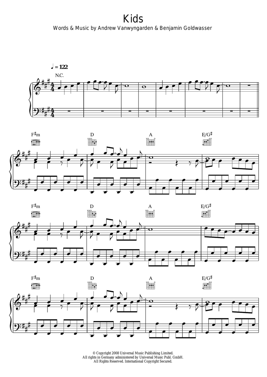 Kids Piano, Vocal, Guitar scores gallery preview page 1