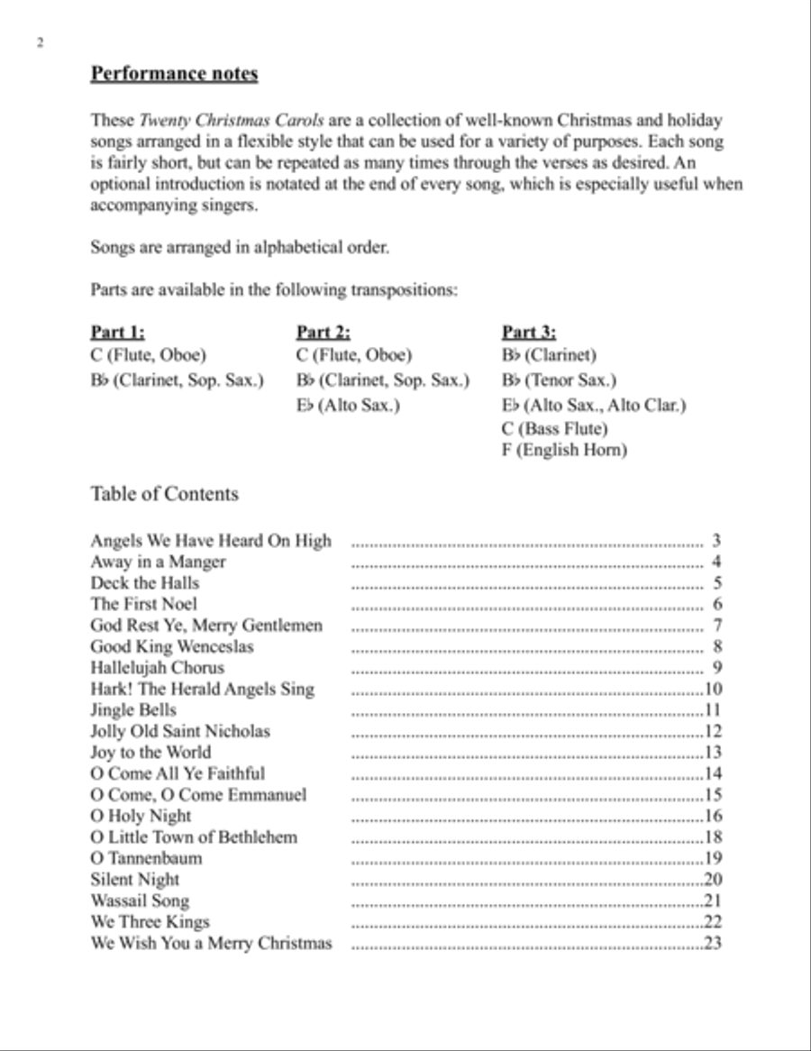 Twenty Christmas Carols for Flexible Woodwind Trio Woodwind Trio scores gallery preview page 2